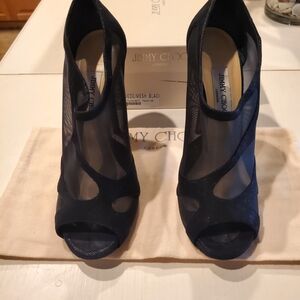 Jimmy Choo Black Elegant Mesh Heels